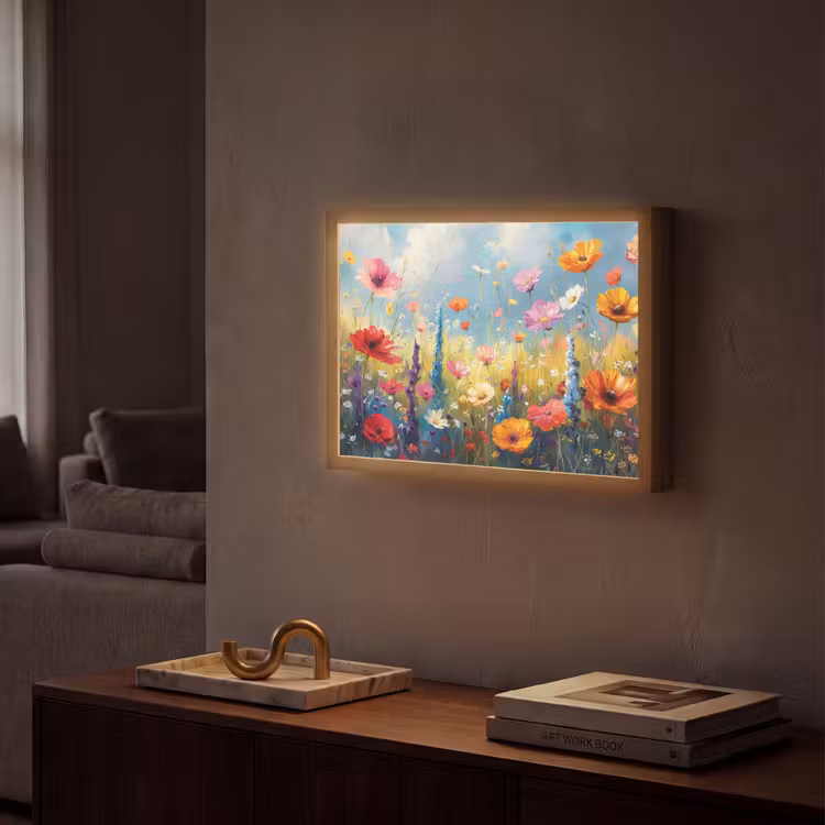 Bloemen - Natuur - Botanisch - Kunst Light Box met batterij (Wandlamp) middel -sfeer1