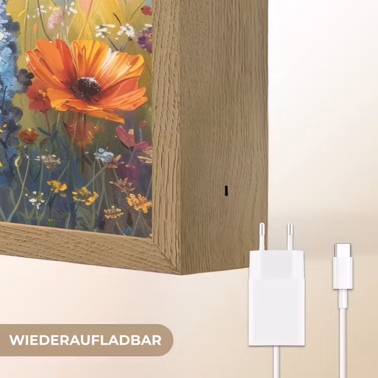 Bloemen - Natuur - Botanisch - Kunst Light Box met batterij (Wandlamp) middel -USP_websiteoplaadbaarDE