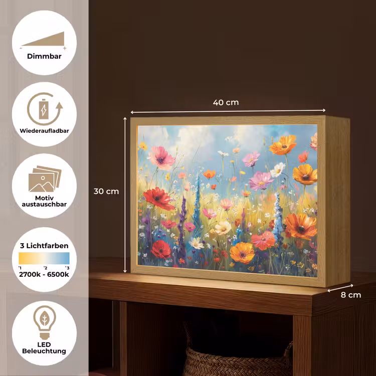 Bloemen - Natuur - Botanisch - Kunst Light Box met batterij (Wandlamp) middel -USP_websiteoverzichtDE