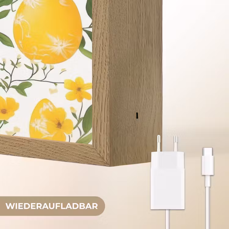 Bloemen - Paaseieren - Geel Light Box met batterij (Wandlamp) middel -USP_websiteoplaadbaarDE