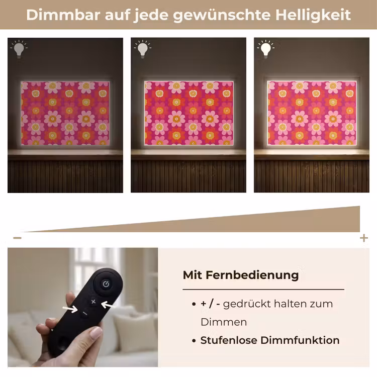 Bloemen - Retro - Kleurrijk Light Box met batterij (Wandlamp) middel 907 -USP_dimbaarDE
