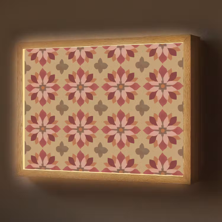 Bloemen - Retro - Groen Light Box met batterij (Wandlamp) middel 907 -z3d_website