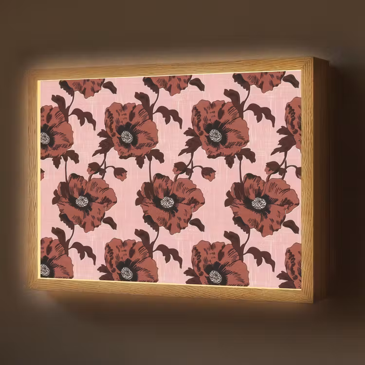 Bloemen - Retro - Rood Light Box met batterij (Wandlamp) middel 907 -z3d_website