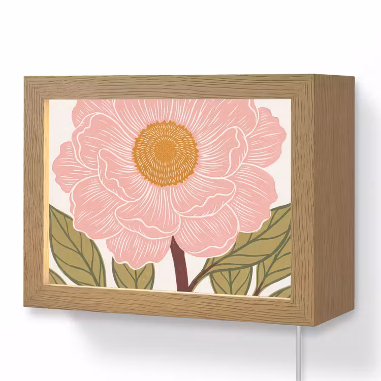 Lightbox - Wandleuchte - Blumen – Rosa – Illustration - Bloemen - Roze - Illustratie Light Box met kabel (Wandlamp) klein