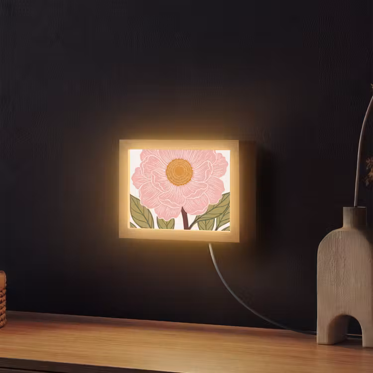 Lightbox - Wandleuchte - Blumen – Rosa – Illustration - Bloemen - Roze - Illustratie Light Box met kabel (Wandlamp) klein