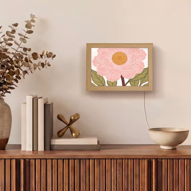 Lightbox - Wandleuchte - Blumen – Rosa – Illustration - Bloemen - Roze - Illustratie Light Box met kabel (Wandlamp) klein