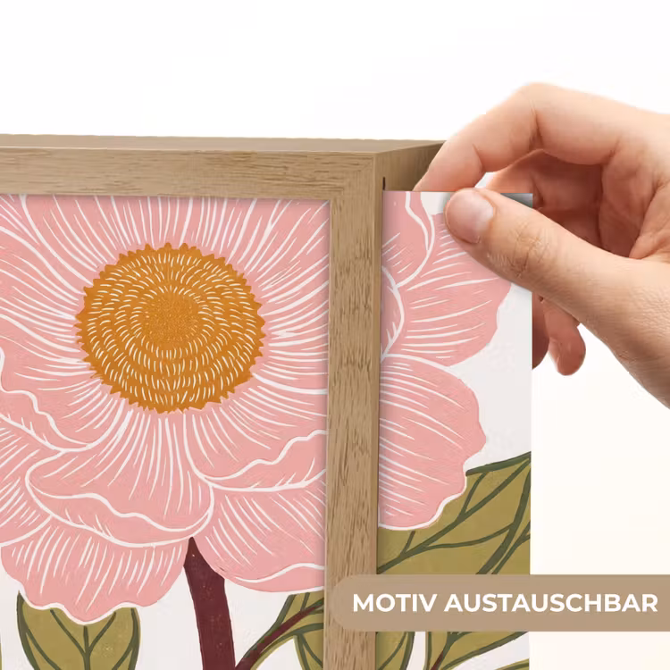 Lightbox - Wandleuchte - Blumen – Rosa – Illustration - Bloemen - Roze - Illustratie Light Box met kabel (Wandlamp) klein