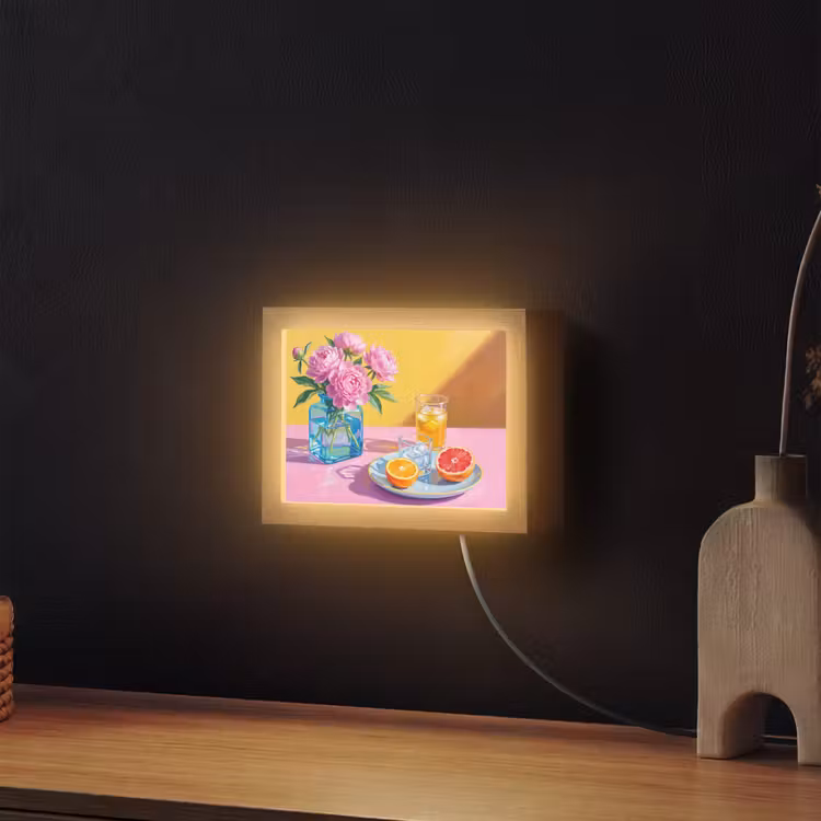 Lightbox - Wandleuchte - Blumen – Rosa – Modern - Bloemen - Roze - Modern Light Box met kabel (Wandlamp) klein