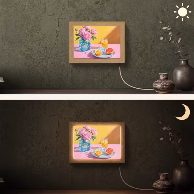 Lightbox - Wandleuchte - Blumen – Rosa – Modern - Bloemen - Roze - Modern Light Box met kabel (Wandlamp) klein