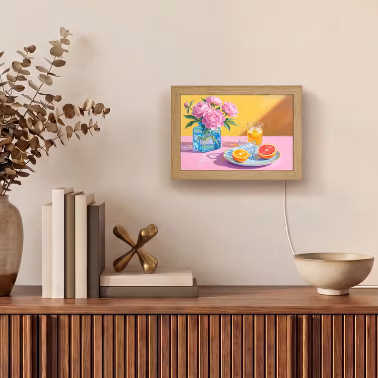Lightbox - Wandleuchte - Blumen – Rosa – Modern - Bloemen - Roze - Modern Light Box met kabel (Wandlamp) klein