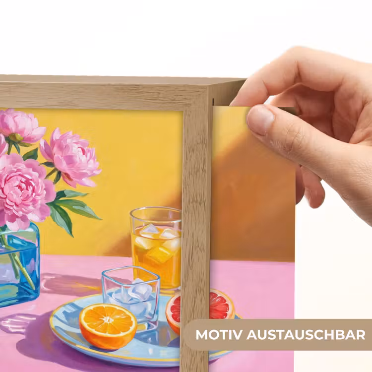 Lightbox - Wandleuchte - Blumen – Rosa – Modern - Bloemen - Roze - Modern Light Box met kabel (Wandlamp) klein