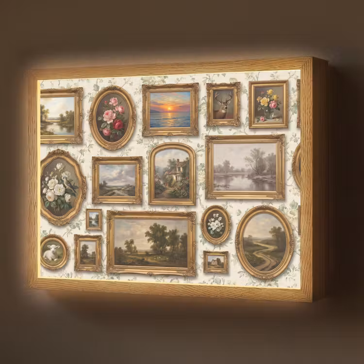 Bloemen - Roze - Stilleven - Klassiek Light Box met batterij (Wandlamp) middel -z3d_website