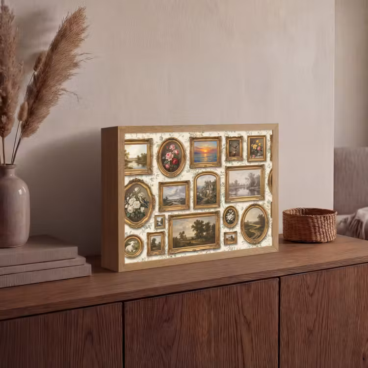 Bloemen - Roze - Stilleven - Klassiek Light Box met batterij (Wandlamp) middel -sfeer2