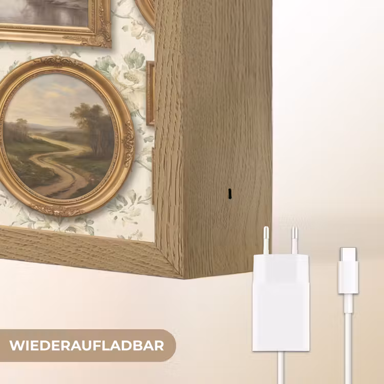 Bloemen - Roze - Stilleven - Klassiek Light Box met batterij (Wandlamp) middel -USP_websiteoplaadbaarDE