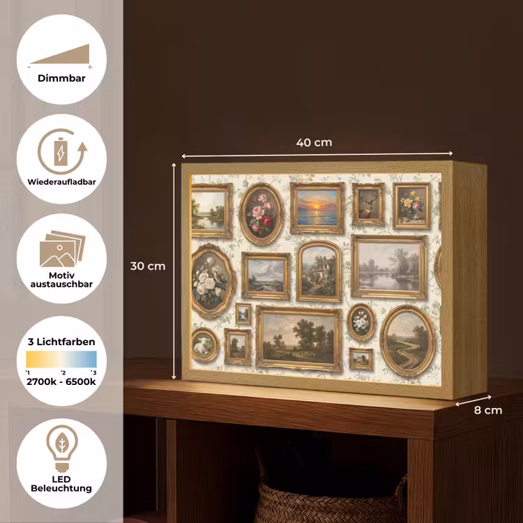 Bloemen - Roze - Stilleven - Klassiek Light Box met batterij (Wandlamp) middel -USP_websiteoverzichtDE