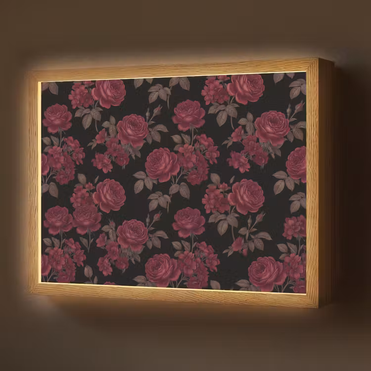 Bloemen - Roos - Patroon - Klassiek - Rood Light Box met batterij (Wandlamp) middel -z3d_website