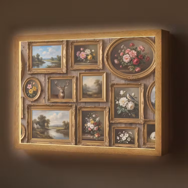 Bloemen - Rozen - Klassiek - Vaas - Kleurrijk Light Box met batterij (Wandlamp) middel -z3d_website