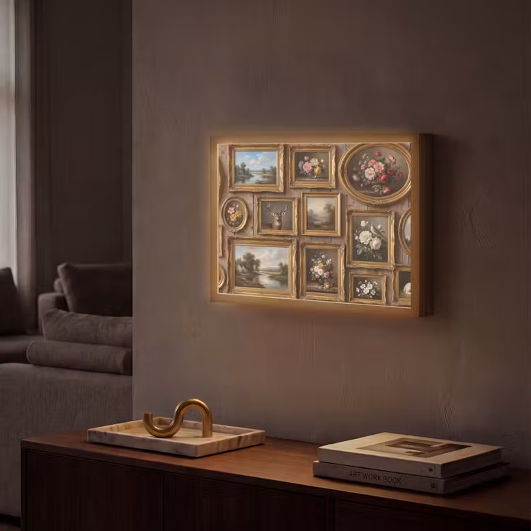 Bloemen - Rozen - Klassiek - Vaas - Kleurrijk Light Box met batterij (Wandlamp) middel -sfeer1