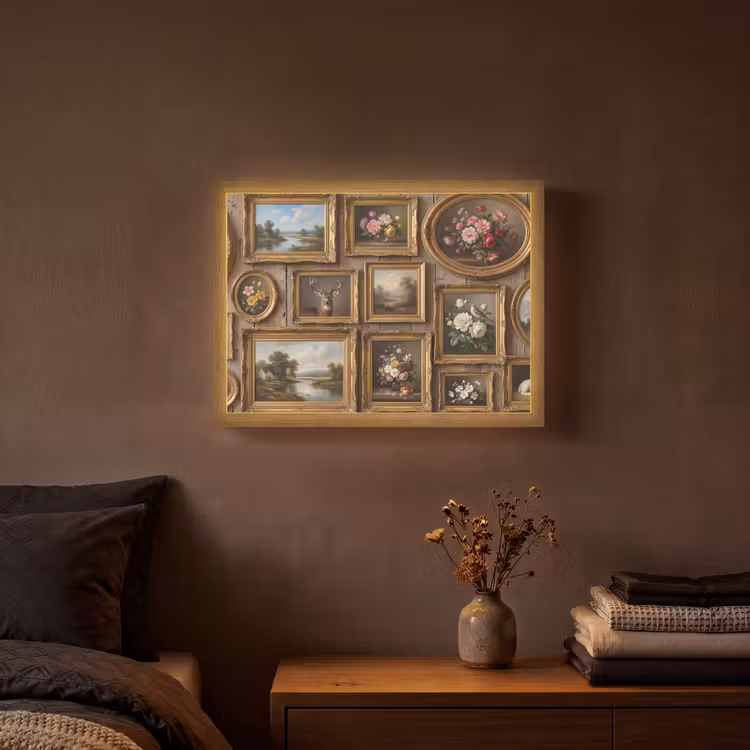 Bloemen - Rozen - Klassiek - Vaas - Kleurrijk Light Box met batterij (Wandlamp) middel -sfeer4