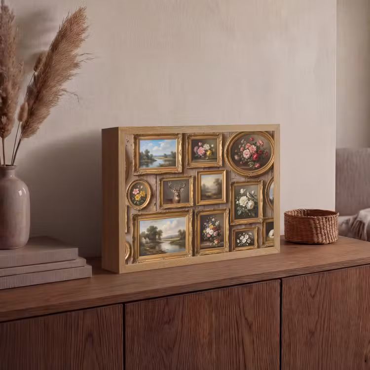 Bloemen - Rozen - Klassiek - Vaas - Kleurrijk Light Box met batterij (Wandlamp) middel -sfeer2