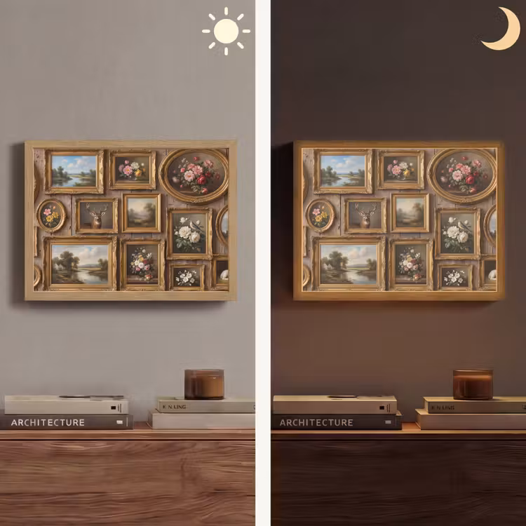 Bloemen - Rozen - Klassiek - Vaas - Kleurrijk Light Box met batterij (Wandlamp) middel -sfeer3