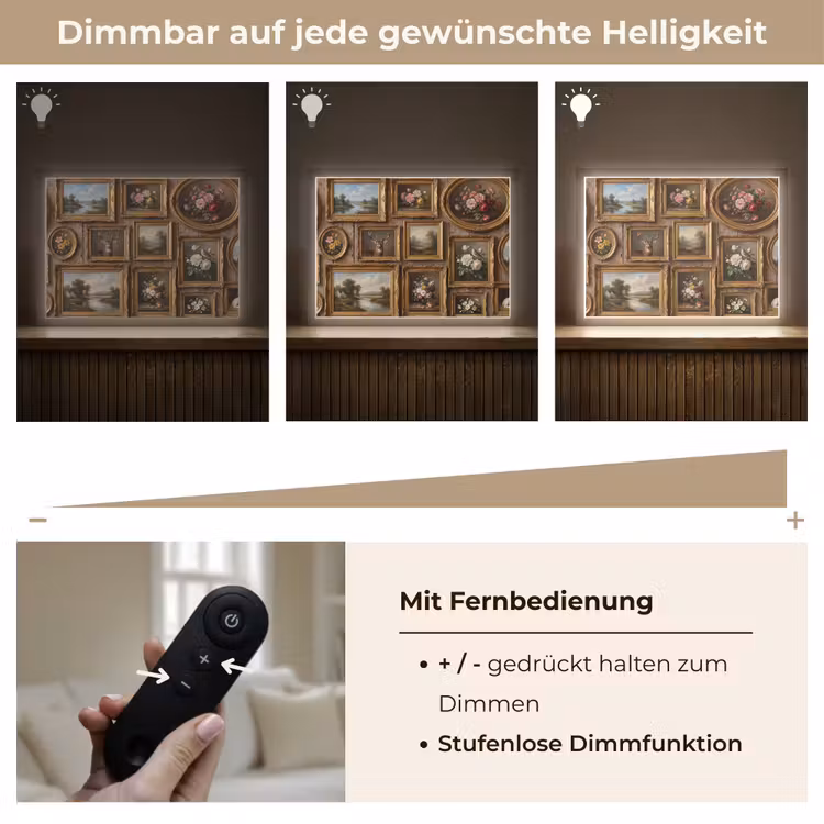 Bloemen - Rozen - Klassiek - Vaas - Kleurrijk Light Box met batterij (Wandlamp) middel -USP_dimbaarDE