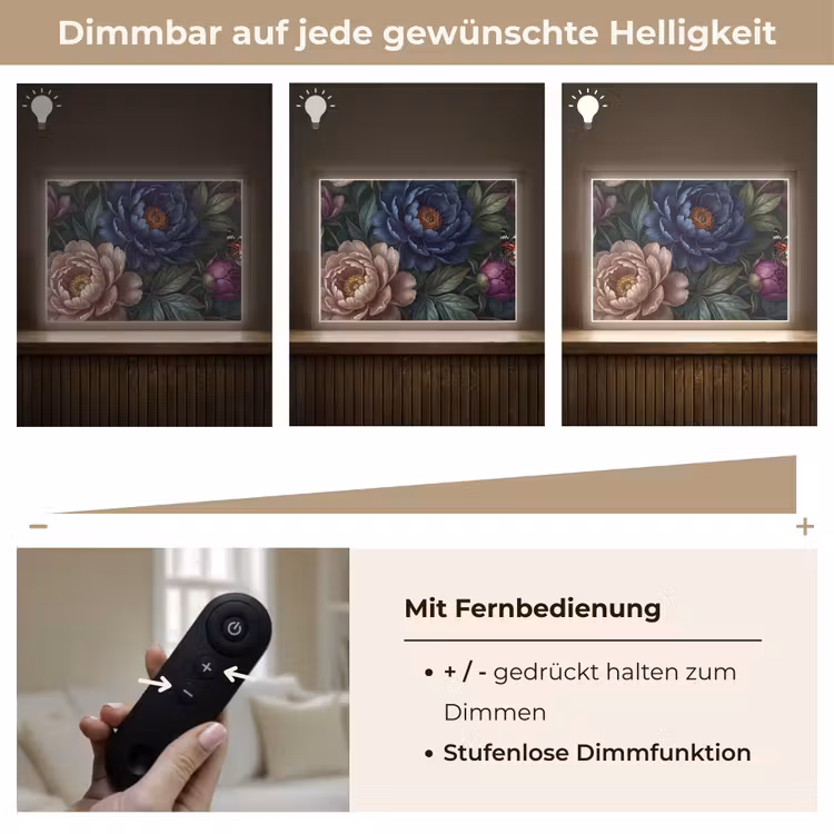 Bloemen - Vlinder - Natuur - Modern - Paars Light Box met batterij (Wandlamp) middel -USP_dimbaarDE
