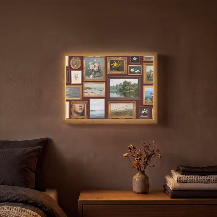 Bloemen - Vaas - Klassiek - Kunst - Rood Light Box met batterij (Wandlamp) middel -sfeer4