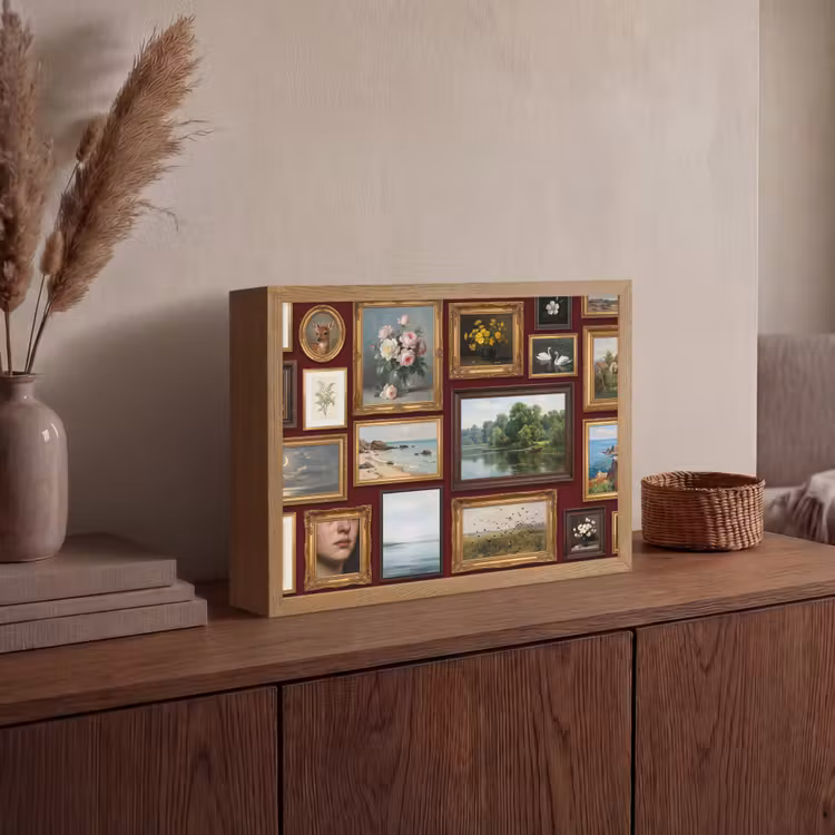 Bloemen - Vaas - Klassiek - Kunst - Rood Light Box met batterij (Wandlamp) middel -sfeer2