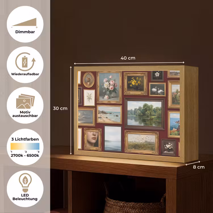 Bloemen - Vaas - Klassiek - Kunst - Rood Light Box met batterij (Wandlamp) middel -USP_websiteoverzichtDE