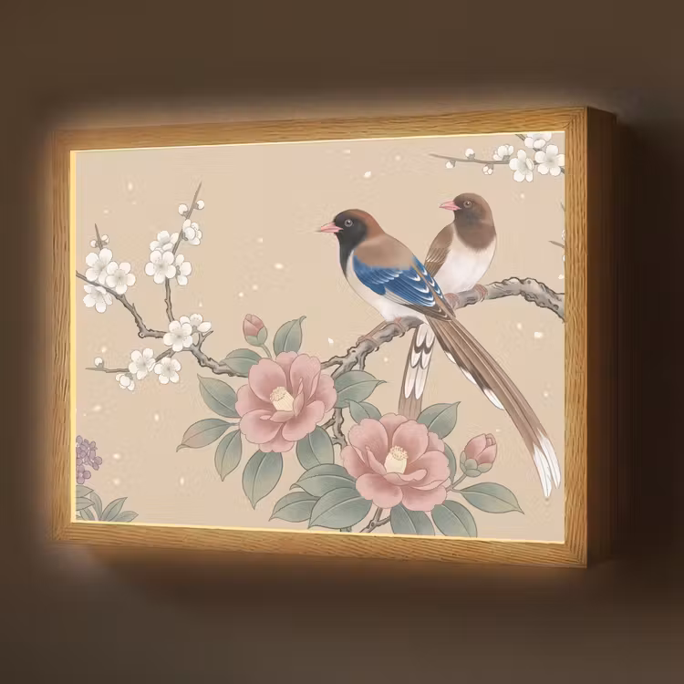 Bloemen - Vogels - Bloemen Light Box met batterij (Wandlamp) middel -z3d_website