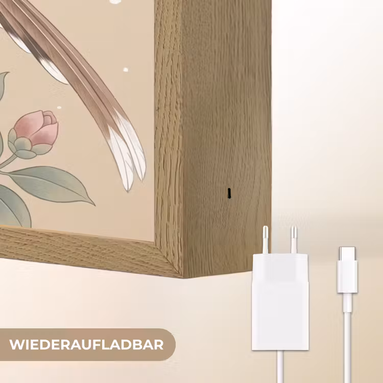 Bloemen - Vogels - Bloemen Light Box met batterij (Wandlamp) middel -USP_websiteoplaadbaarDE