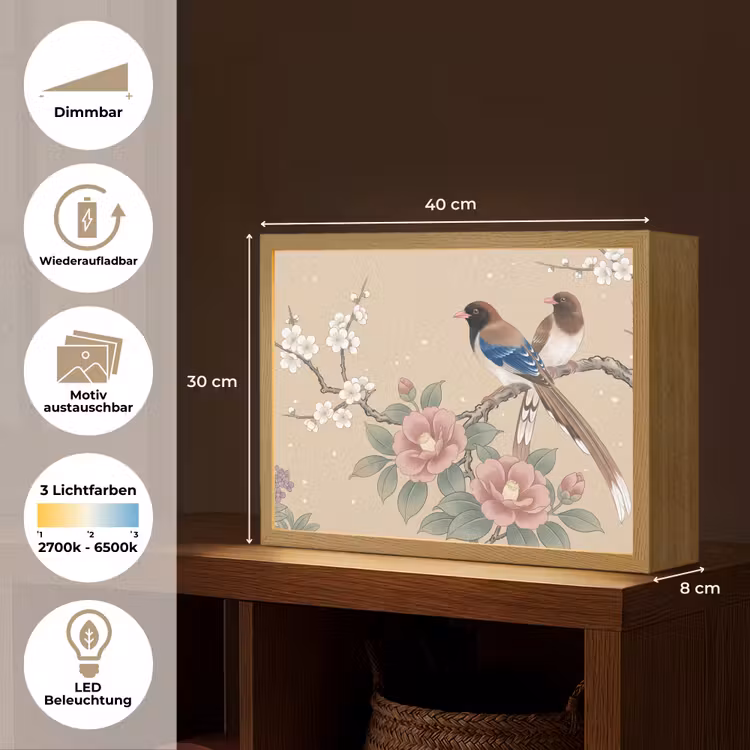 Bloemen - Vogels - Bloemen Light Box met batterij (Wandlamp) middel -USP_websiteoverzichtDE