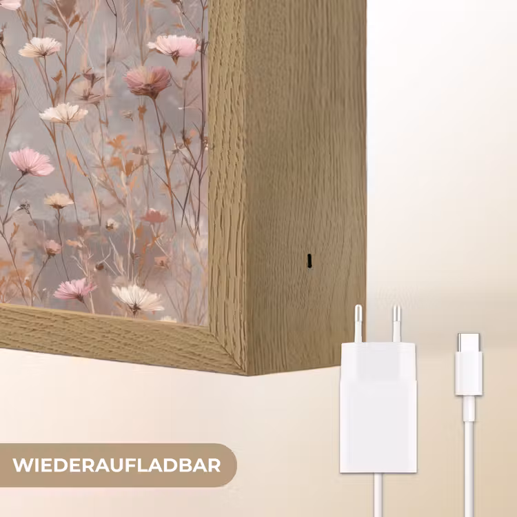 Bloemen - Wild - Pastel Light Box met batterij (Wandlamp) middel 907 -USP_websiteoplaadbaarDE