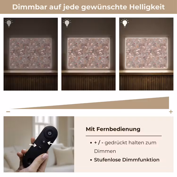Bloemen - Wild - Pastel Light Box met batterij (Wandlamp) middel 907 -USP_dimbaarDE