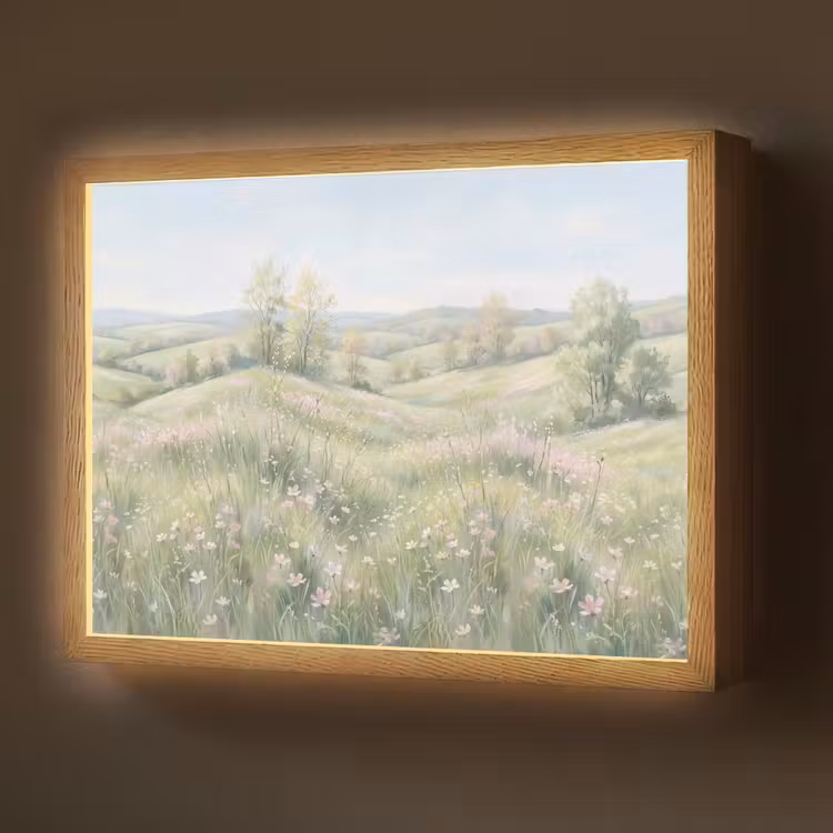 Bloemen veld - Bloemen - Groen Light Box met batterij (Wandlamp) middel -z3d_website