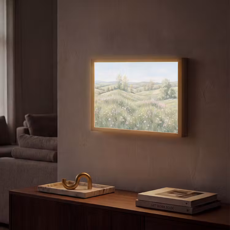 Bloemen veld - Bloemen - Groen Light Box met batterij (Wandlamp) middel -sfeer1