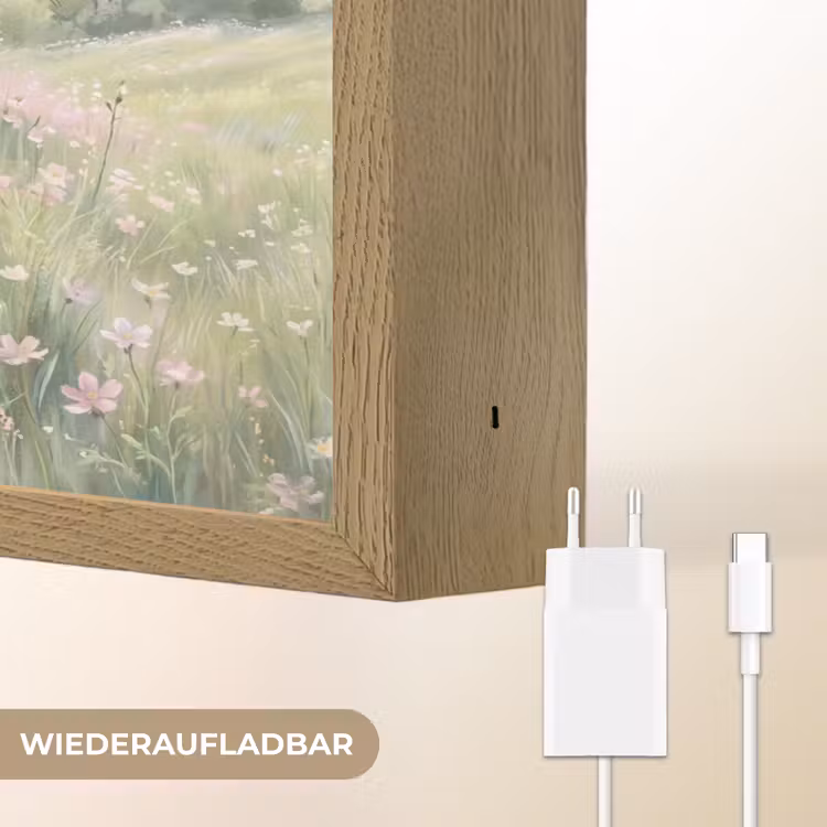 Bloemen veld - Bloemen - Groen Light Box met batterij (Wandlamp) middel -USP_websiteoplaadbaarDE