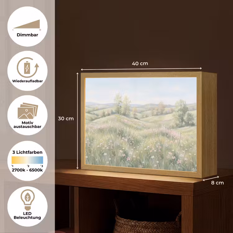 Bloemen veld - Bloemen - Groen Light Box met batterij (Wandlamp) middel -USP_websiteoverzichtDE