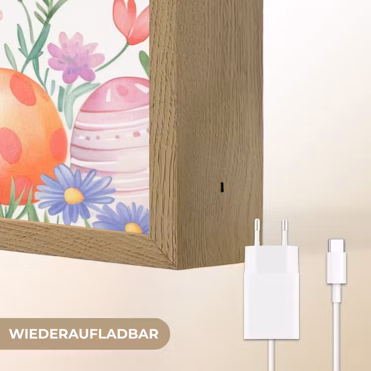 Bloementuin - Kleurrijk - Eieren Light Box met batterij (Wandlamp) middel -USP_websiteoplaadbaarDE