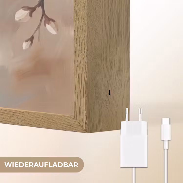 Bloesem - Takken - Schilderij - Beige - Serene Light Box met batterij (Wandlamp) middel -USP_websiteoplaadbaarDE