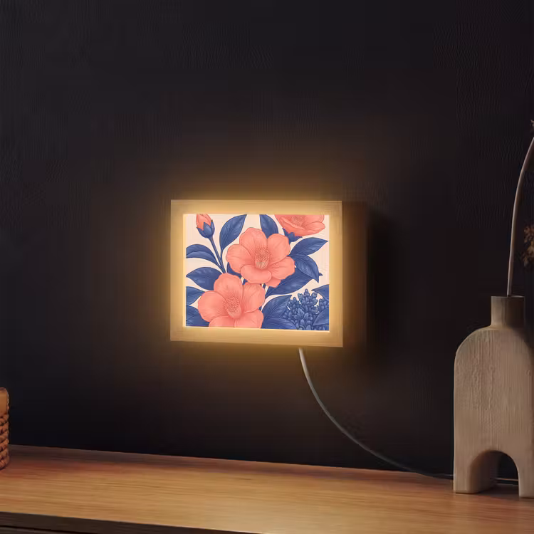 Lightbox - Wandleuchte - Blüten – Blätter – Botanik - Bloemen - Bladeren - Botanisch Light Box met kabel (Wandlamp) klein