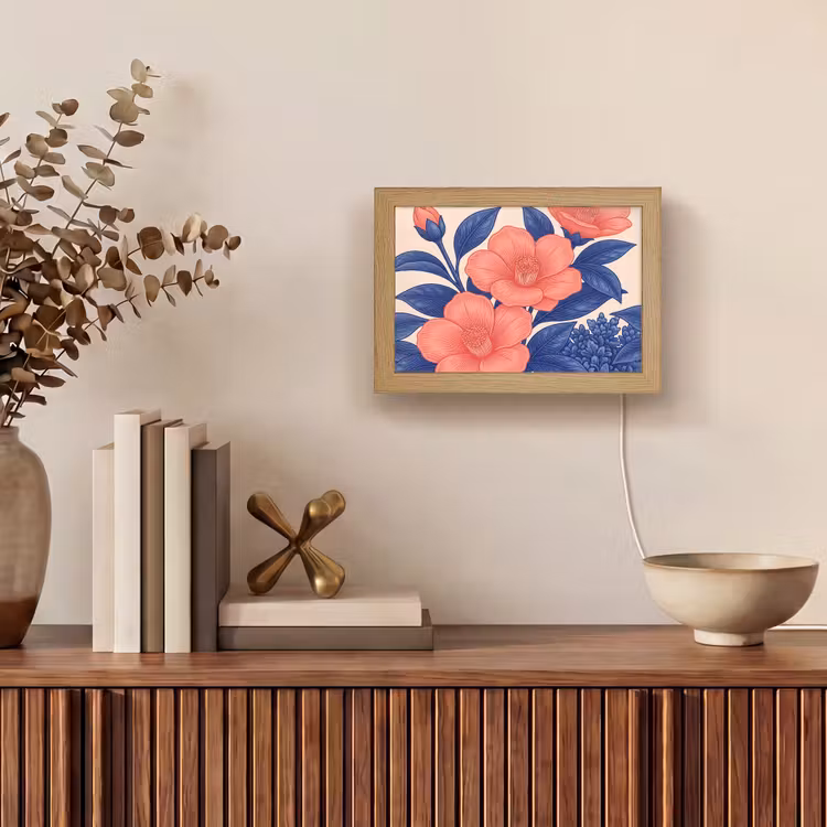 Lightbox - Wandleuchte - Blüten – Blätter – Botanik - Bloemen - Bladeren - Botanisch Light Box met kabel (Wandlamp) klein