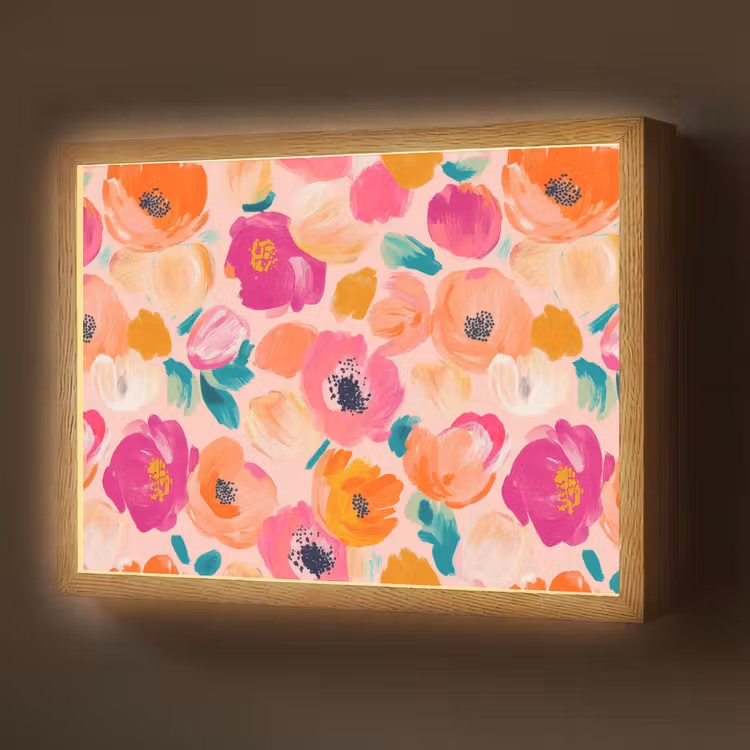 Bloesems - Vrolijk - Kleurrijk Light Box met batterij (Wandlamp) middel 907 -z3d_website