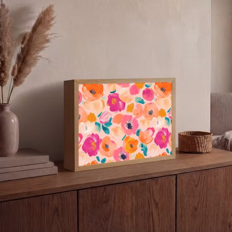 Bloesems - Vrolijk - Kleurrijk Light Box met batterij (Wandlamp) middel 907 -sfeer2