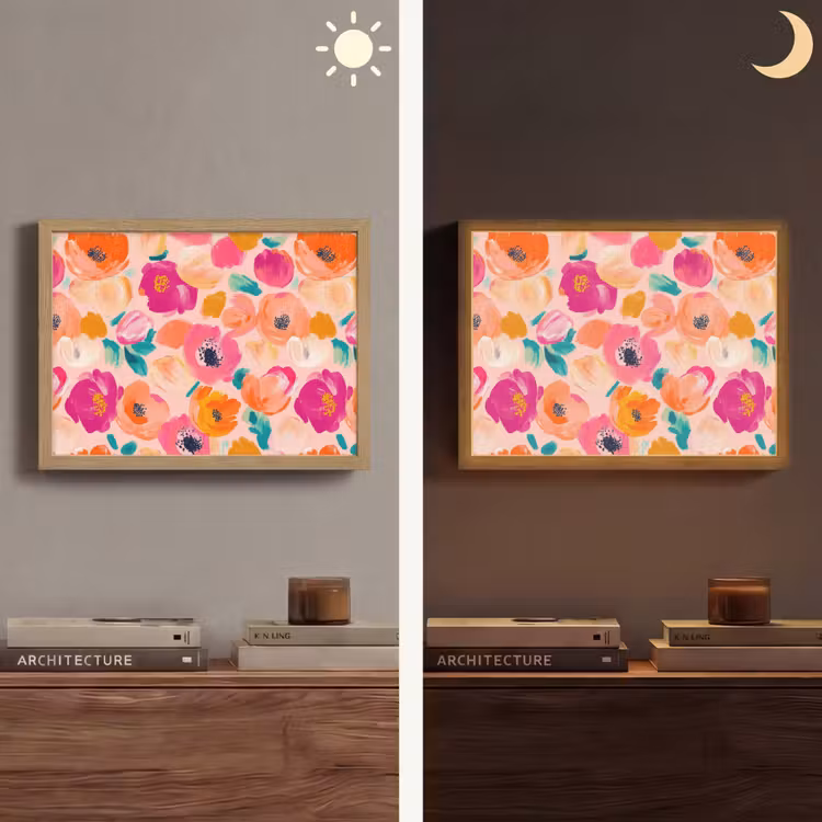 Bloesems - Vrolijk - Kleurrijk Light Box met batterij (Wandlamp) middel 907 -sfeer3