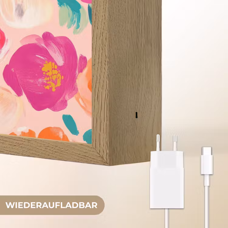 Bloesems - Vrolijk - Kleurrijk Light Box met batterij (Wandlamp) middel 907 -USP_websiteoplaadbaarDE