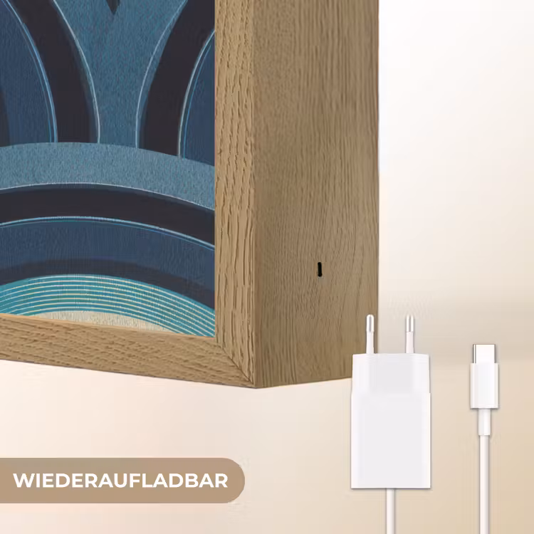 Bogen - Geometrisch - Patroon - Blauw - Retro Light Box met batterij (Wandlamp) middel 907 -USP_websiteoplaadbaarDE