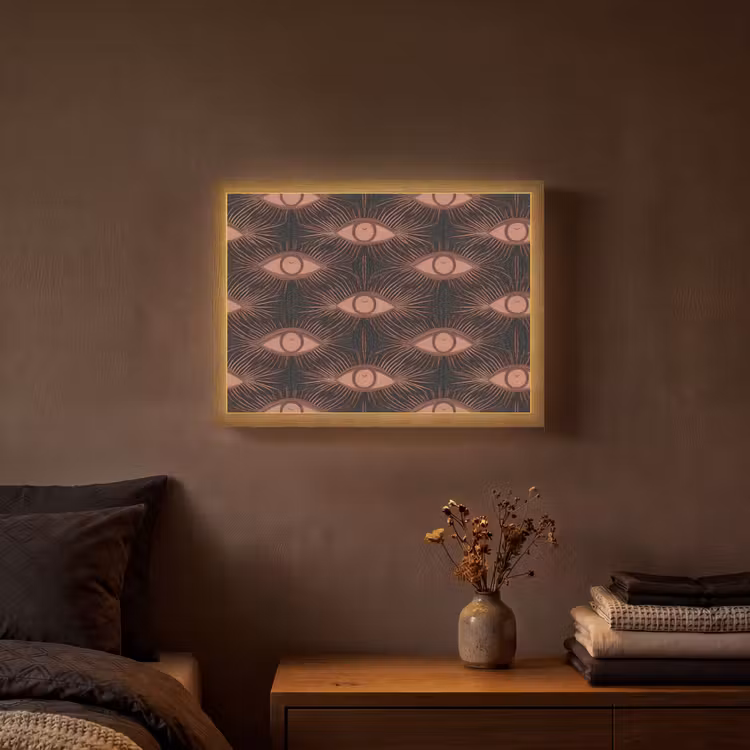 Boheems - Oog - Bruin Light Box met batterij (Wandlamp) middel 907 -sfeer4