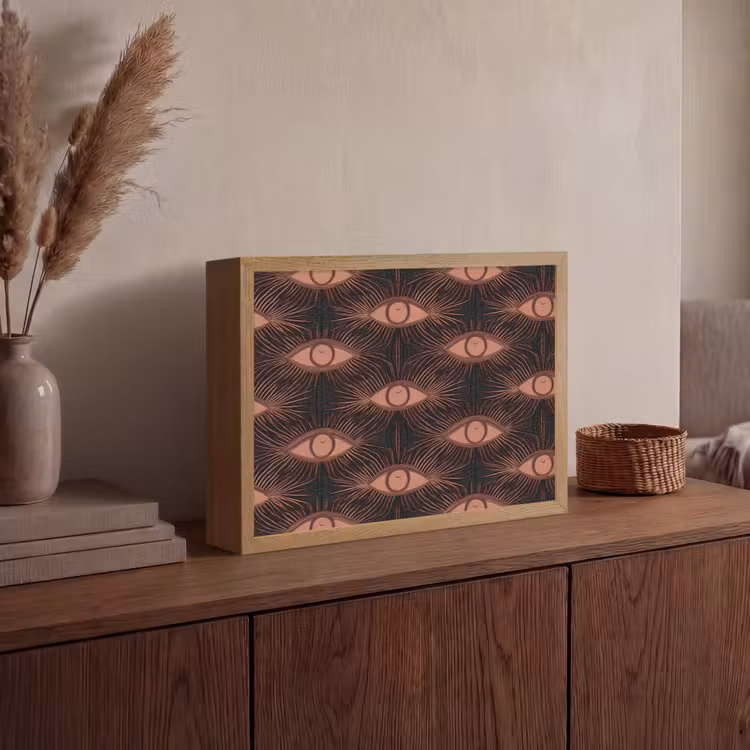 Boheems - Oog - Bruin Light Box met batterij (Wandlamp) middel 907 -sfeer2